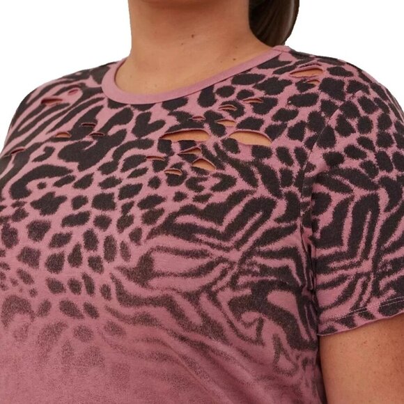 Torrid Lovesick Destructed Dress Size 2 2X 18/20 Pink Black Animal Print New - Picture 4 of 16